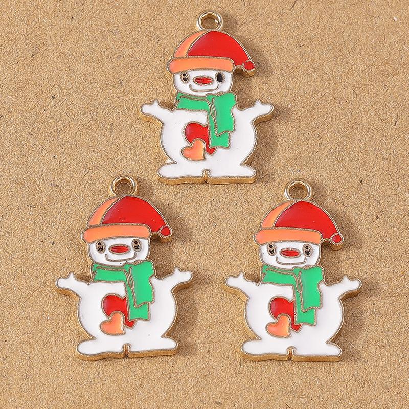 10pcs Enamel Christmas Tree Snowman Pendant Charms for Jewelry Making Christmas Earrings Necklaces DIY Accessories Supplies