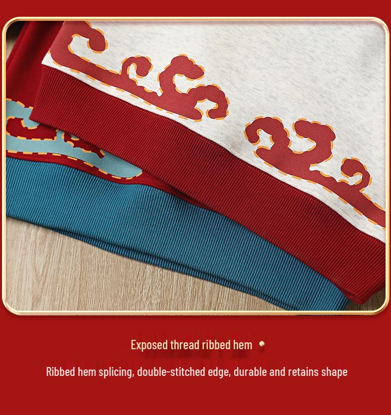 Kinderen Jaar van het Paard Fleece-Gevoerd Winter Sweatshirt - Feestelijke Warme Top voor Ouders en Kinderen voor Jongens