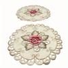 1 st Rund Broderad Blomma Matskedunderlägg Underlägg Hemfest Bröllop Överdrag Broderad duk i lantlig stil