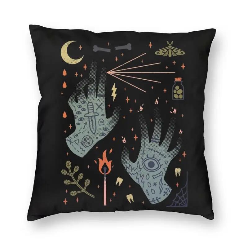 halloween witch crow square pillowcase decoration gothic mystery magic  cushion sofa car   kama casal