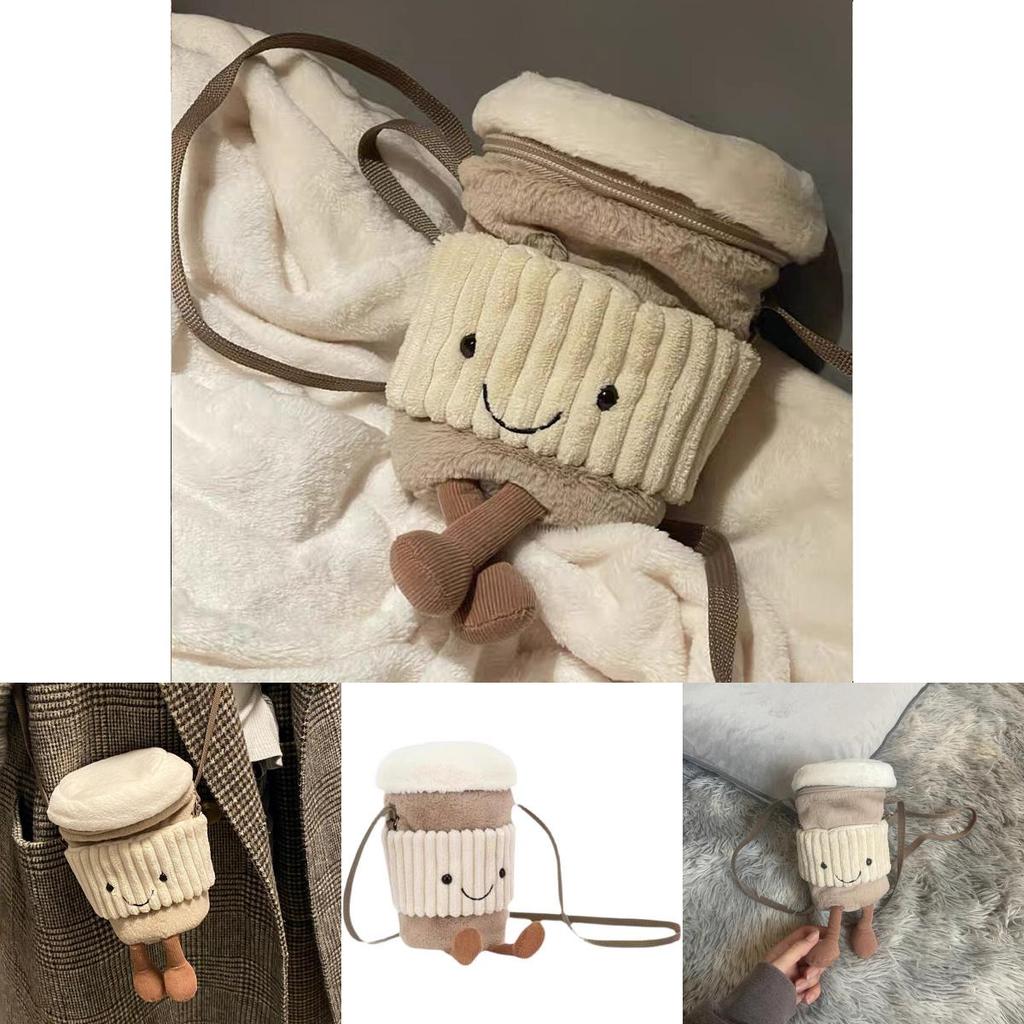 Soft Plush Woolen Bucket Bag For Women, Crossbody Shoulder Bag, Light Grey, Zipper Closure Ideal For Daily Use Characters)