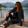 Women's Loose Fit Denim Button-Up Top for Casual Everyday Wear