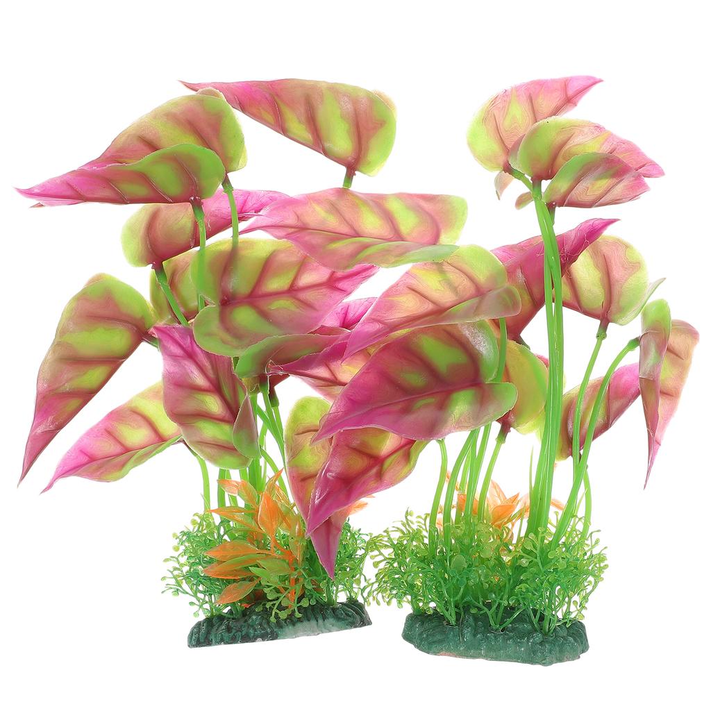 2 Pcs Aquarium Plants Large Fish Tank Decorations Vibrant Colored Easy Clean Artificial Stable Base L Scape Tools Terrarium