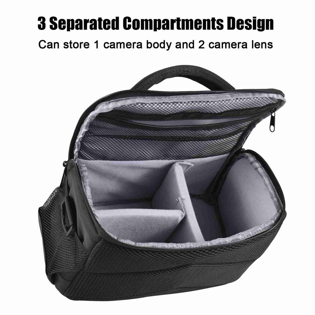 Camera Bag Water Resistant Shockproof Photography DSLR Camera Shoulder Bag with Shoulder Strap Black