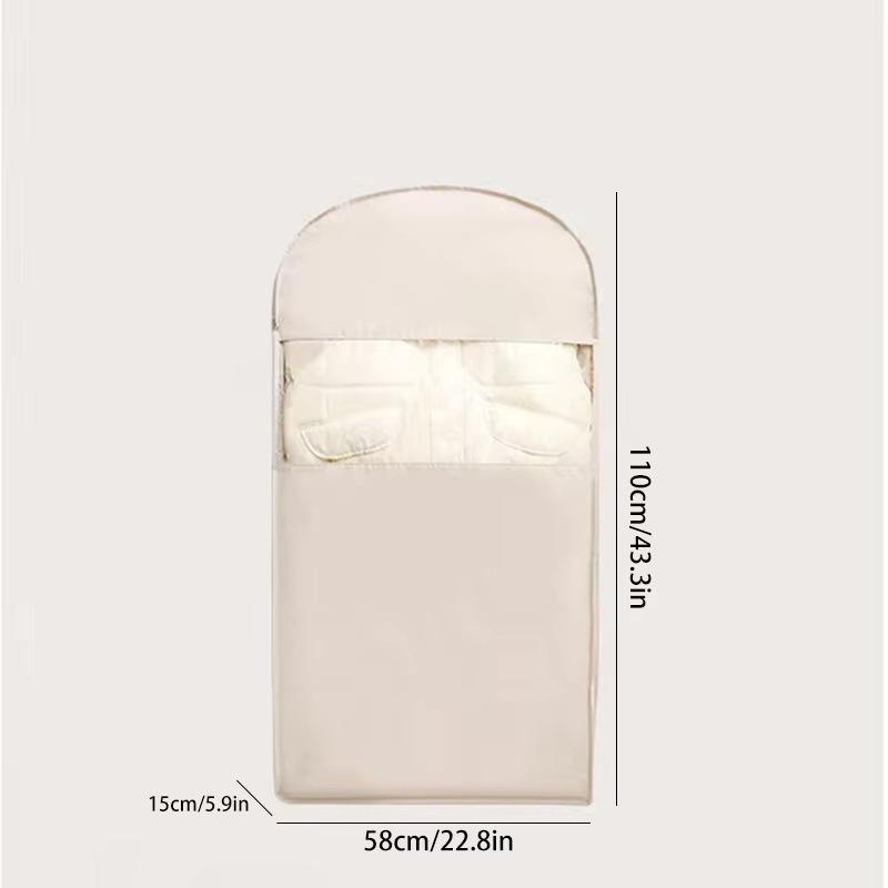 Space Saving Hanging Garment Bag with Self Compression Zipper Transparent Visible Dust Cover for Down Coat Closet Storage
