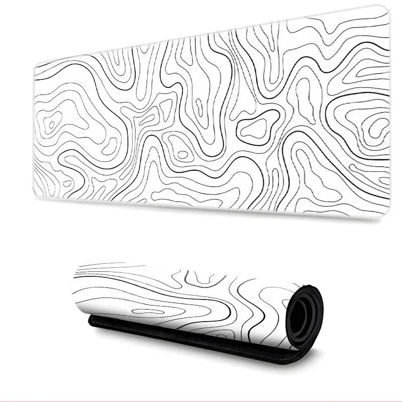 Black and White Gaming Mouse Pad Computer Laptop Keyboard Big Desk Mats Anti-slip Locking Edge Carpet 90x40cm Gaming Accessories