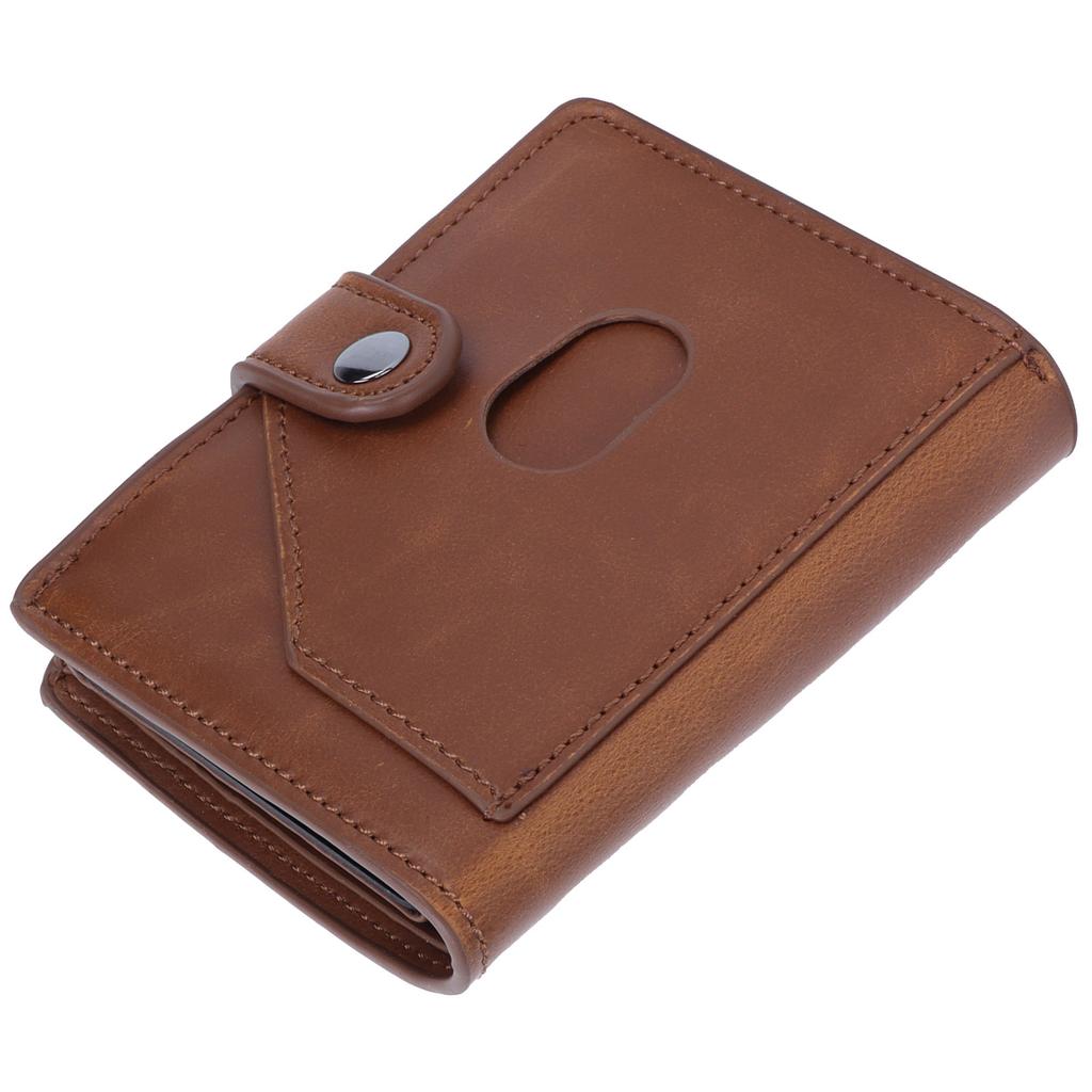 Automatic Credit Card Holder Wallet Portable Business Card Case Anti Theft Purse(Brown x 66#)