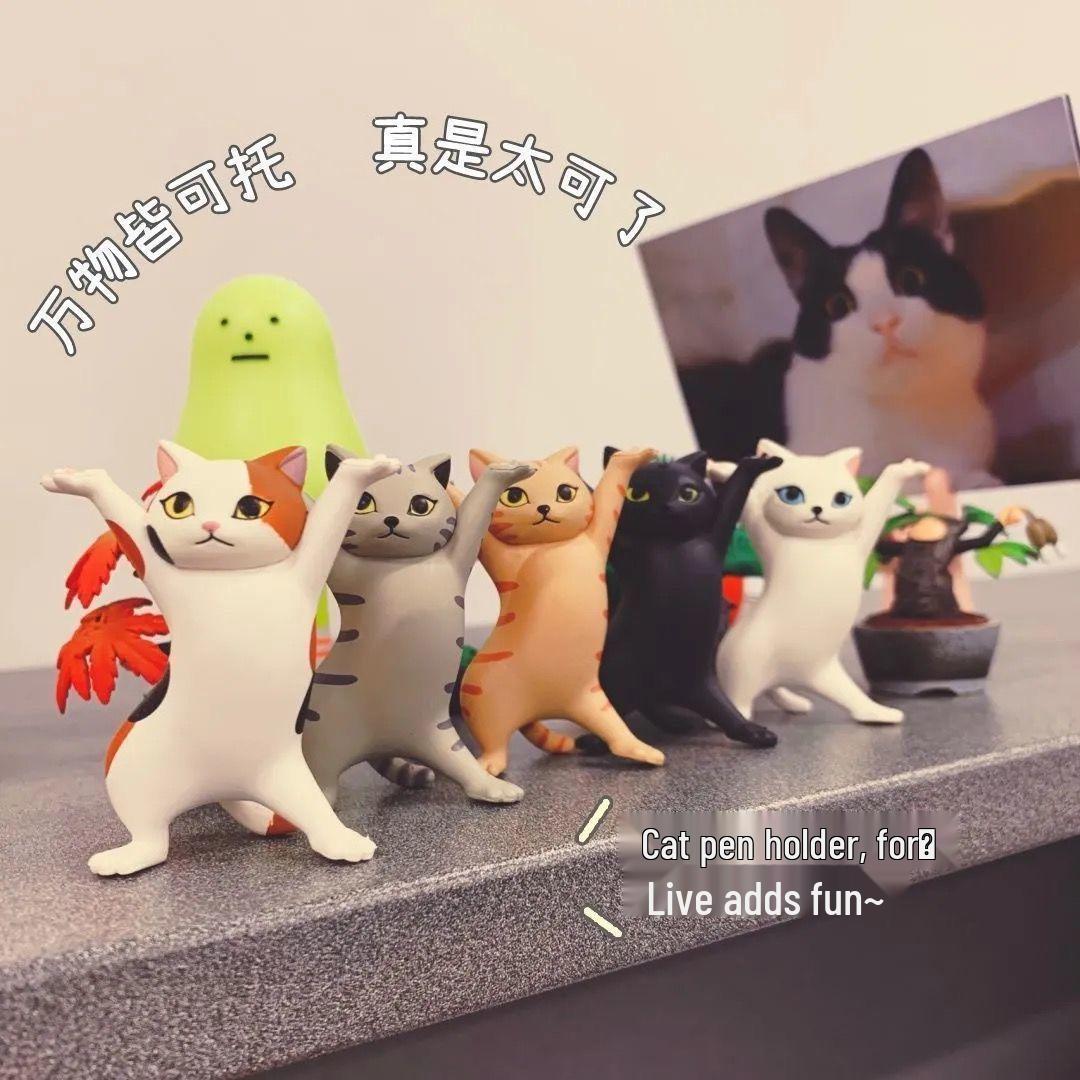 

Japanese Coquettish Cat Pen Holder - Cute Student Gift and Desktop Ornament 1 Random Color Enchanting Cat