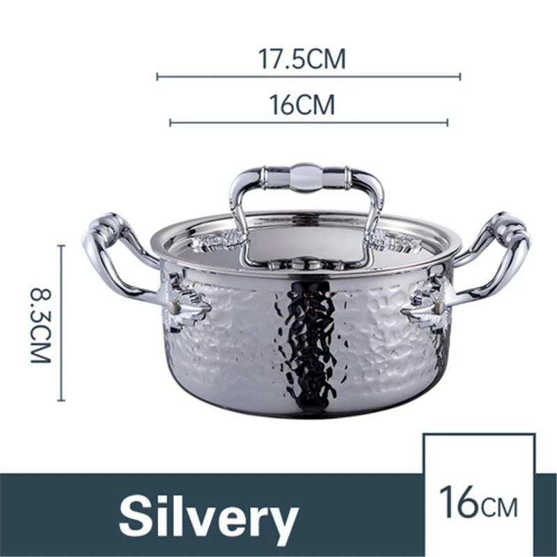 304 Stainless Steel Hammer Printed Golden Hot Pot 16cm Commercial Single Pot One Person and One Pot for Induction Cooker Pots