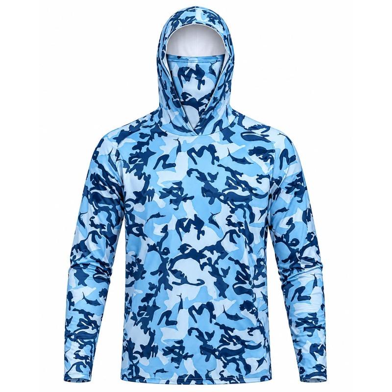 Unisex Dustproof Digital Hoodie with Bonus Face Mask, Long-Sleeve Top, Suitable for Outdoor Fishing