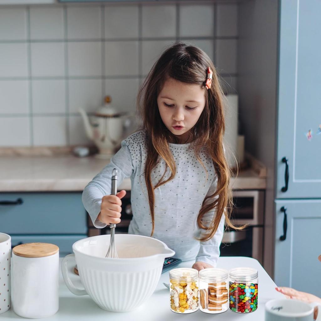 Aoriher 48 Pcs 8oz Plastic Mason Jars with Lids Round Clear Plastic Jars Containers Refillable Small Empty Storage Containers Food Canisters for