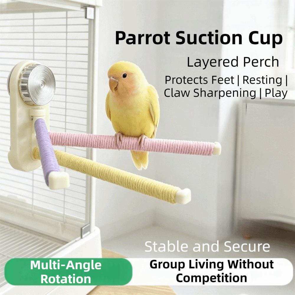 Anti Slip Bird Standing Perch Toy Suction Cup Reptile Climbing Rack Birdcage Accessory