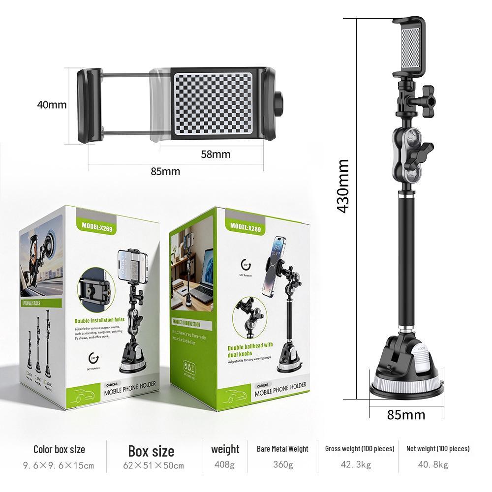 Multi-functional Car Phone Mount with Suction Cup for Camera and Navigation