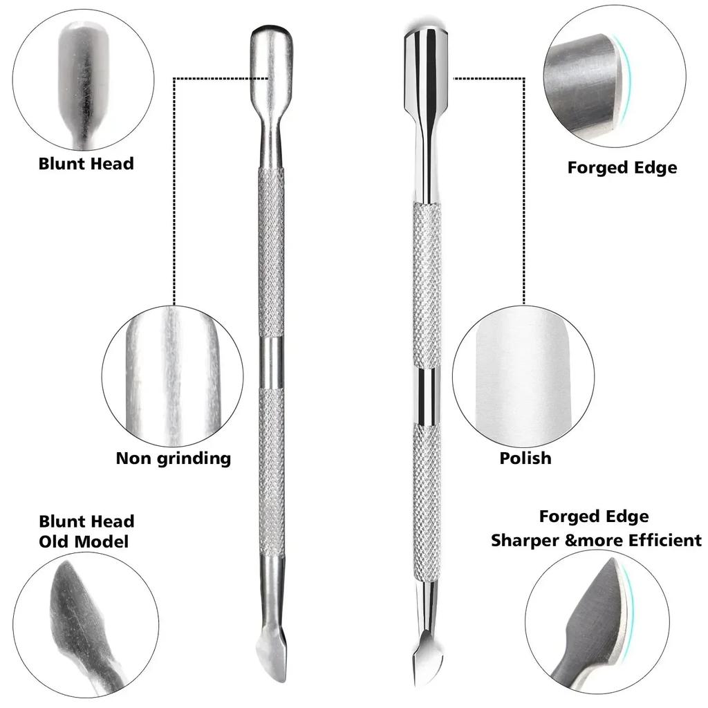 3pcs/set Pro Stainless Steel Nail Art Cutter Scissor 2 Ways Cuticle Clipper Pusher Dead Skin Remover Kit Manicure Pedicure Tools