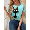 Women's Funny Animal Cat Prints T Shirts Short Sleeve Tees Tops 3D Prints O-Neck Shirt Summer Casual Women's Clothing Apparel