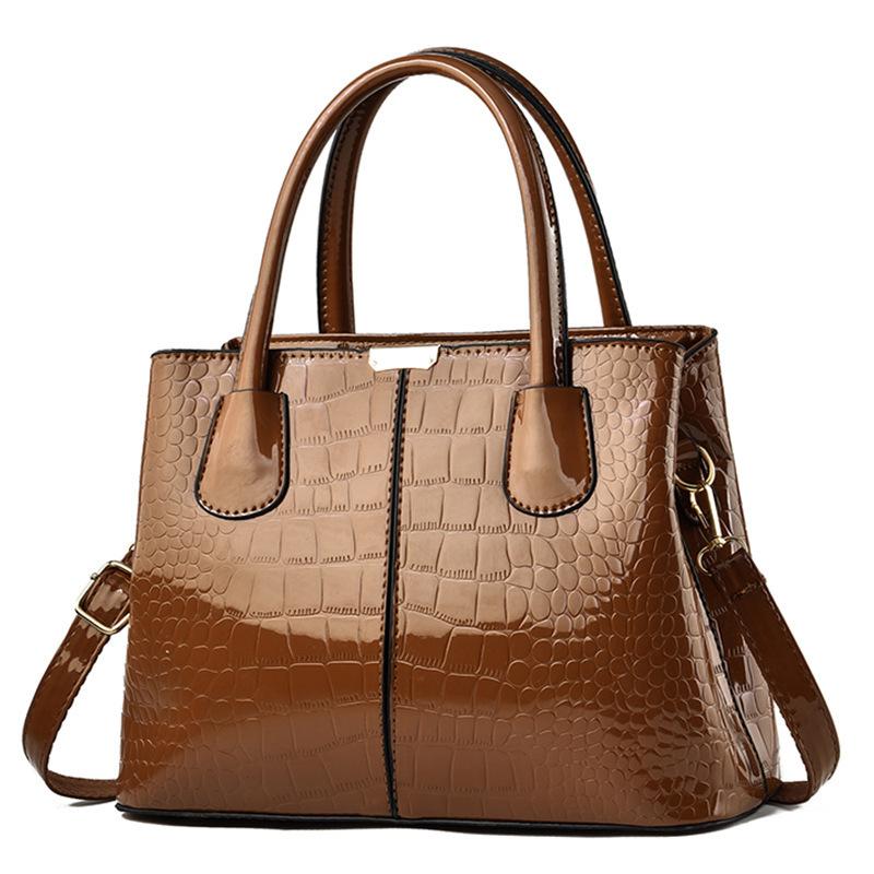 

Bright leather women s bags, new fashionable women s bags, large-capacity atmospheric handbags, qualification certification