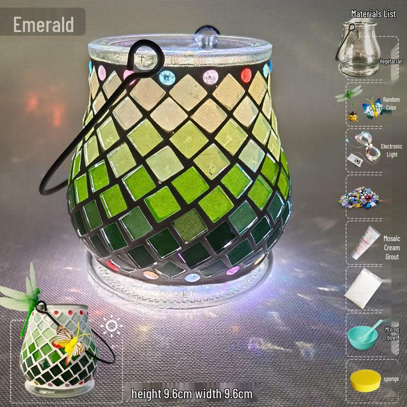 Glass Mosaic Candle Holder DIY Kit: Handmade Parent-Child Educational Toy for Children's Day