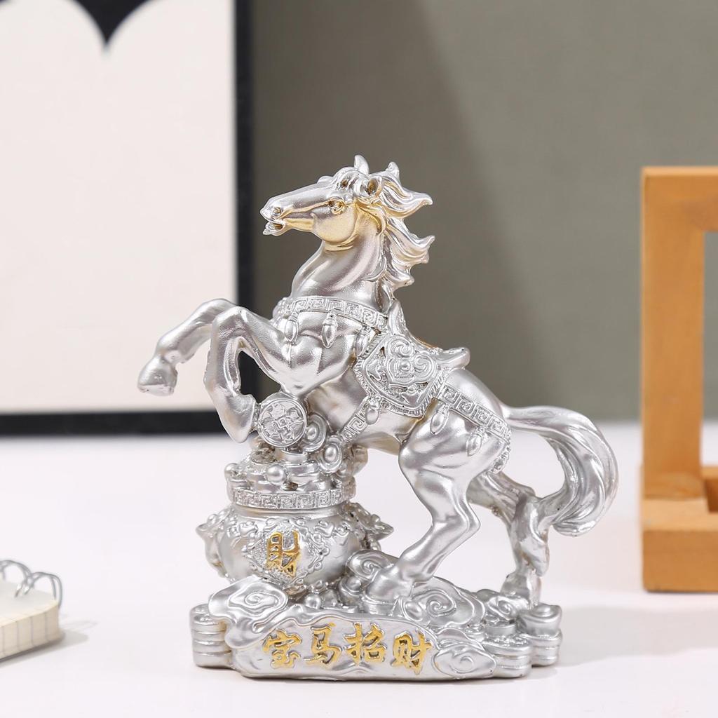 Chinese Zodiacs Horse Statue Wealth Prophecys Statue Desktop Decoration Living Room Tea Table Sculpture Resin Craft Home Decor