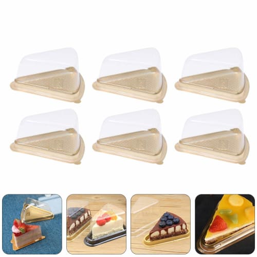 Cabilock 100pcs Cake Boxes, Triangle Pie Boxes, Clear Plastic Containers with Lids, Plastic Cake Carriers, Mini Cake Domes, Plastic Cake Slice Boxes,