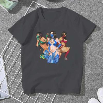Mileena Kitana Jade Women Tshirts Mortal Kombat Video Game Grunge Vintage Female Clothing Plus Size Cotton Graphic Clothes