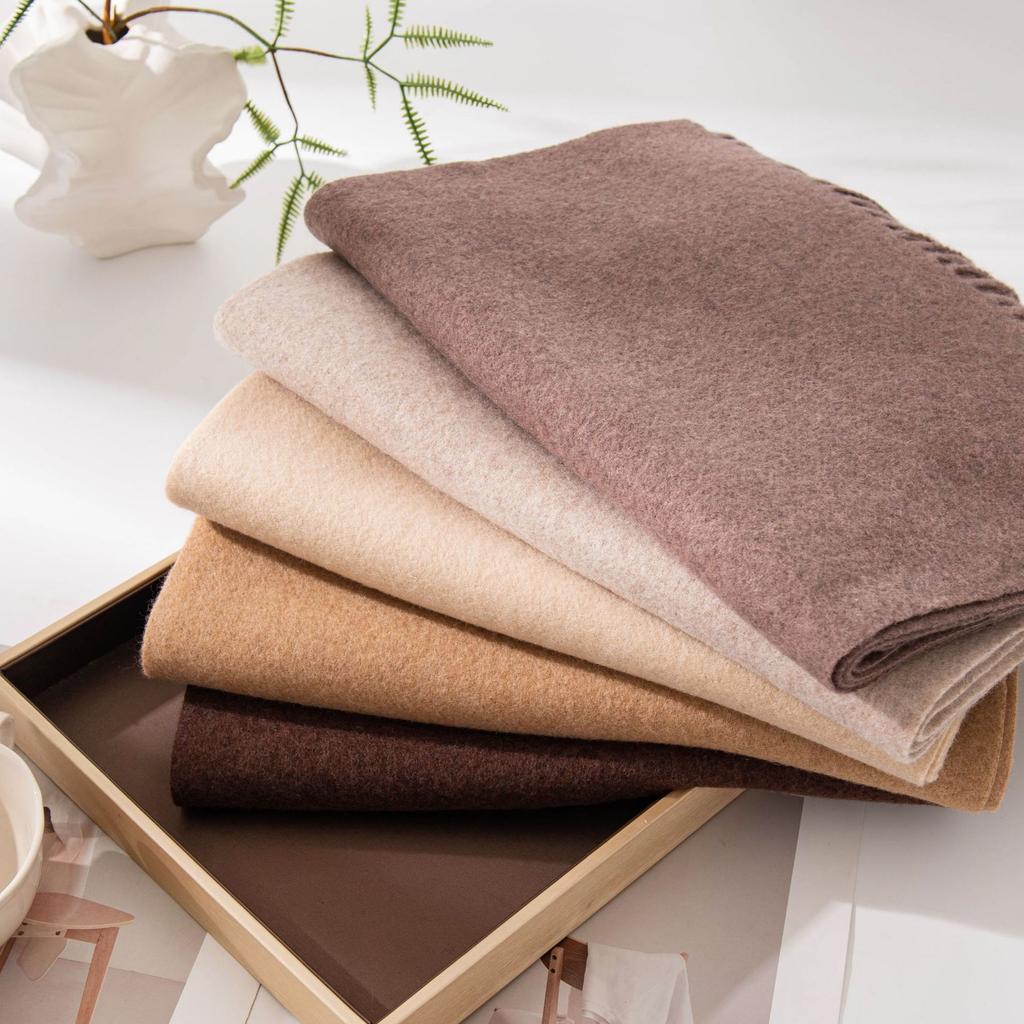 Imitation Cashmere Scarf with Wool Tassel Scarf for Men and Women Versatile Solid Color Fashion Commuting Warm Scarf Shawl