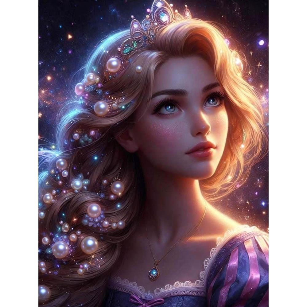 

Disney Long Hair Princess Pearl Decorative Set Artificial Pearl Puzzle Embroidery Home Decorative Handmade Gift 35x45cm