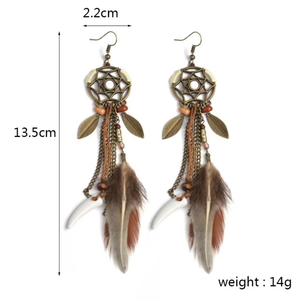 Bohemian Style Tassel Earrings Handmade Dream Catcher Earrings Dangling Drop Earrings  For Women