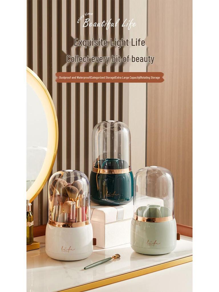 Elegant Rotating Makeup Brush & Cosmetic Storage Holder