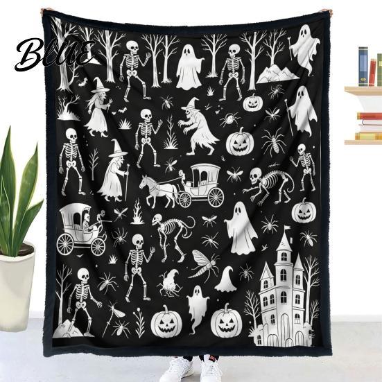 DIY Coloring Projects for Teens Halloween Blanket Throw Blanket with Ghost Patterns Color Your Artistic Bedroom Decor Accessories Own Washable Cozy