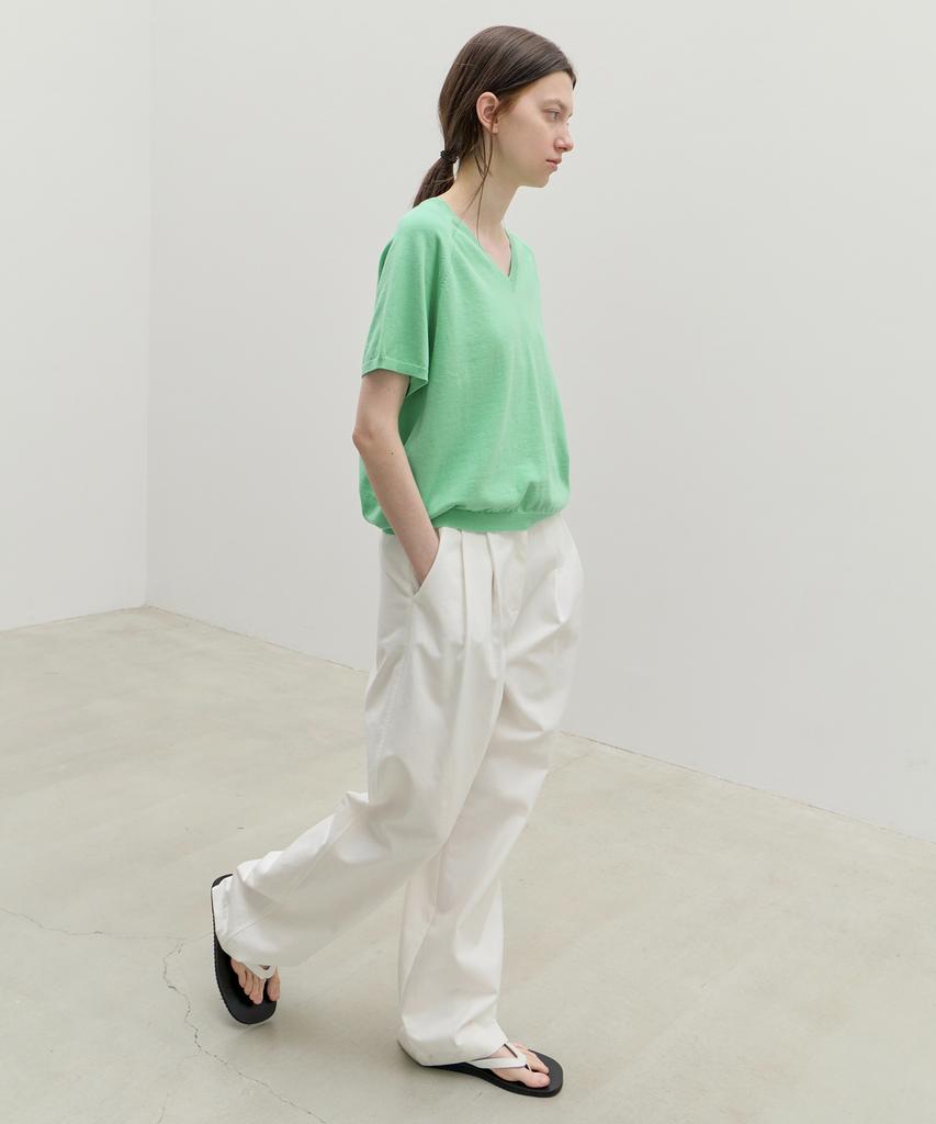 Leuba Fresh Cotton V-Neck Knit - Apple Green