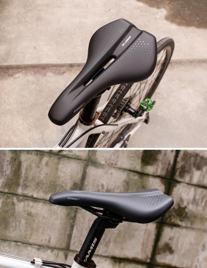 GORIX Bicycle Saddle - Waterproof, Soft Cushioned, Sports Saddle for Road Bikes, Road Bikes, Shock Absorption, Stylish Replacement Saddle for Cross Bi