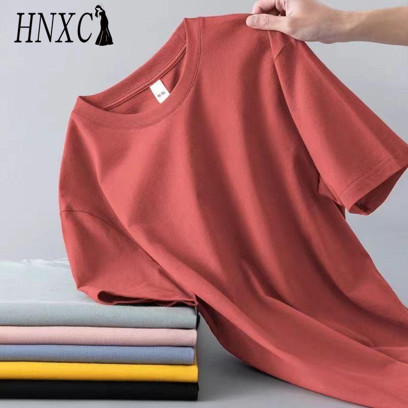 HNXC Kortermet t-skjorte i bomull for menn mote løs halvermet skjorte med trykt medfølende skjorte