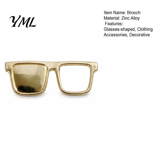 Clothing Accessory Eyeglasses Holder Brooch Pin, Zinc Alloy Square Frame Glasses Collar Pin Eyewear Hanger Clothes Decoration Accessories for