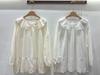 Mori Girl Cotton Lace Embroidery Top - Long Sleeve Babydoll Undershirt