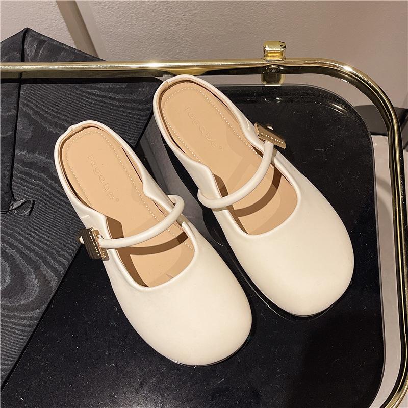 2025 new summer bag head half slippers fashion casual lazy one pedal heelless beanie shoes French slippers