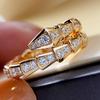 Platinum-Plated Zircon Snake Ring – Trendy Open Snake Bone Design