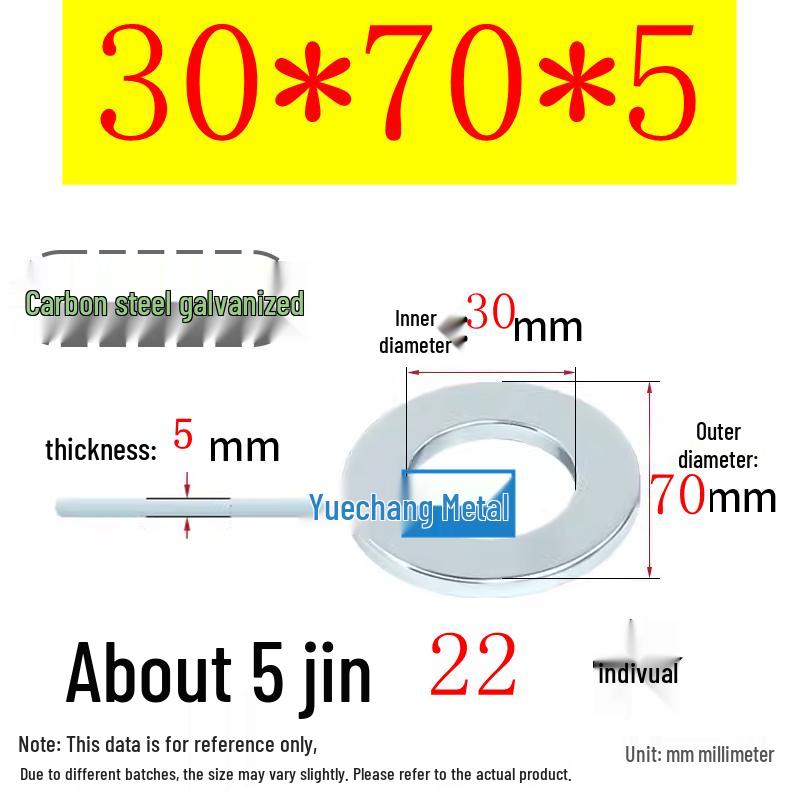 Galvanized Iron Flat and Square Washer Set - Thick, Enlarged, Extra Large, and Special Shapes