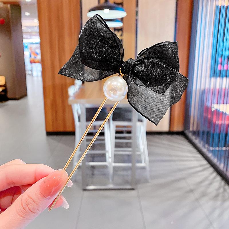 

Lystrfac Korean Alloy Mesh Bow Pearl Hair Sticks for Women Girls Hairpin Metal Pearl Hairclips Headwear Female Hair Accessories