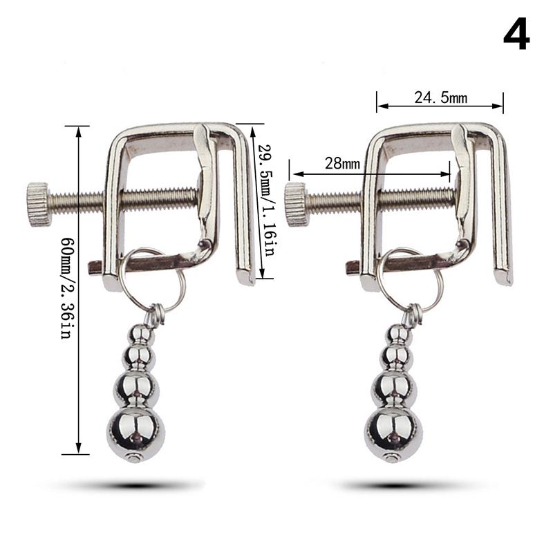 2 Pcs Adjustable Metal Breast Spring Clamps for Couples Bondage Adult Game Nipple Stimulator Role-Playing Restraint Accessories