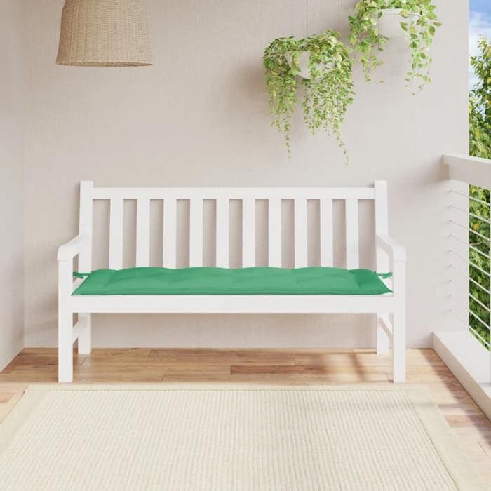 VidaXL Coussin de Banc de Jardin, Revêtement de Banc avec Jeux de Cordes, Coussin d'Extérieur Imperméable, Vert 150x50x7 cm 361607