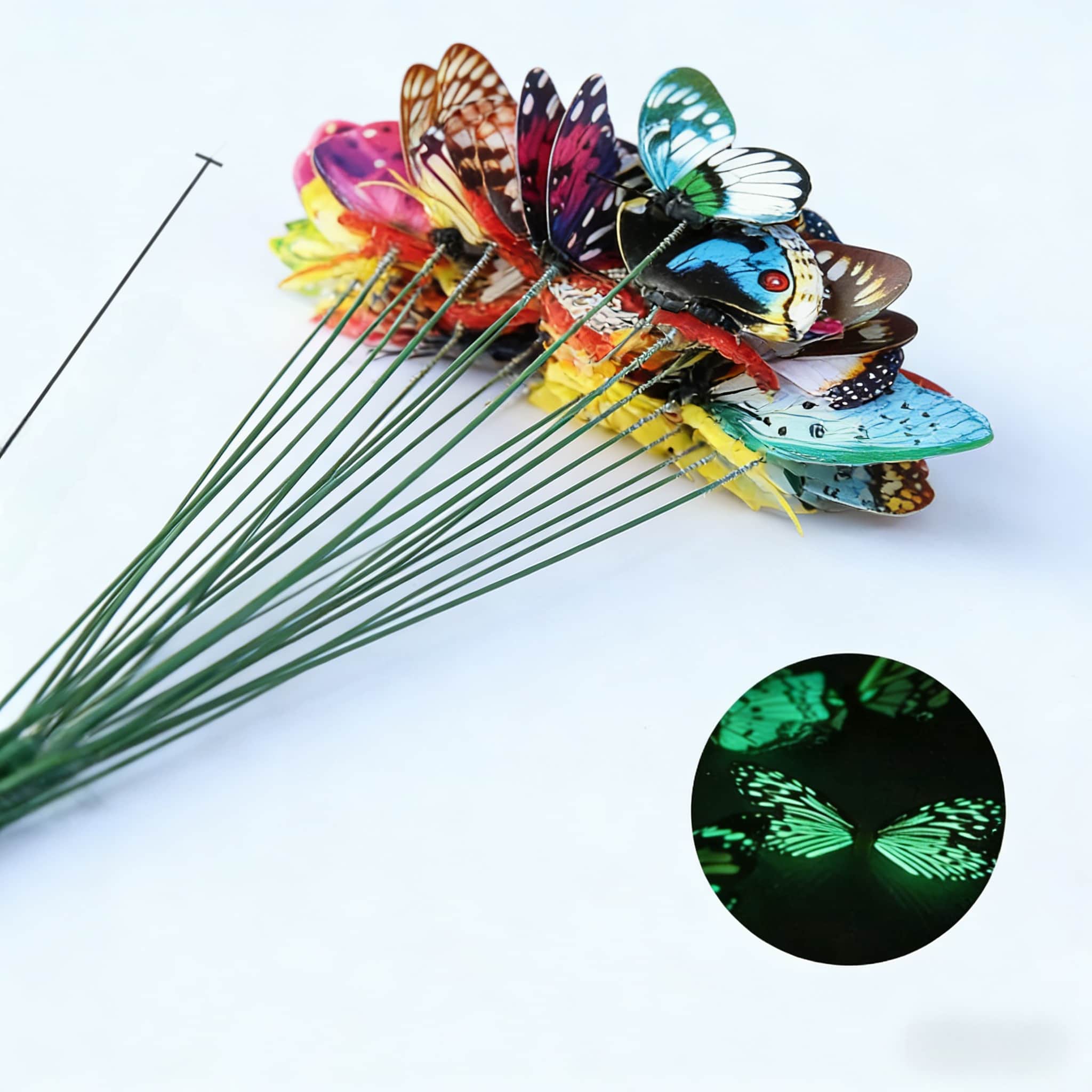 Garden Lawn24Luminous Butterfly Ground Stake Glowing Butterfly Stake Garden Landscape Decoration Arrangement Supplies Outdoor