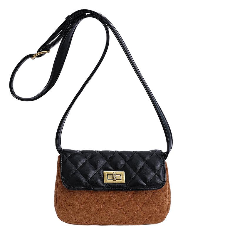 Niche simple bag women s winter rhombus small square bag retro shoulder small bag