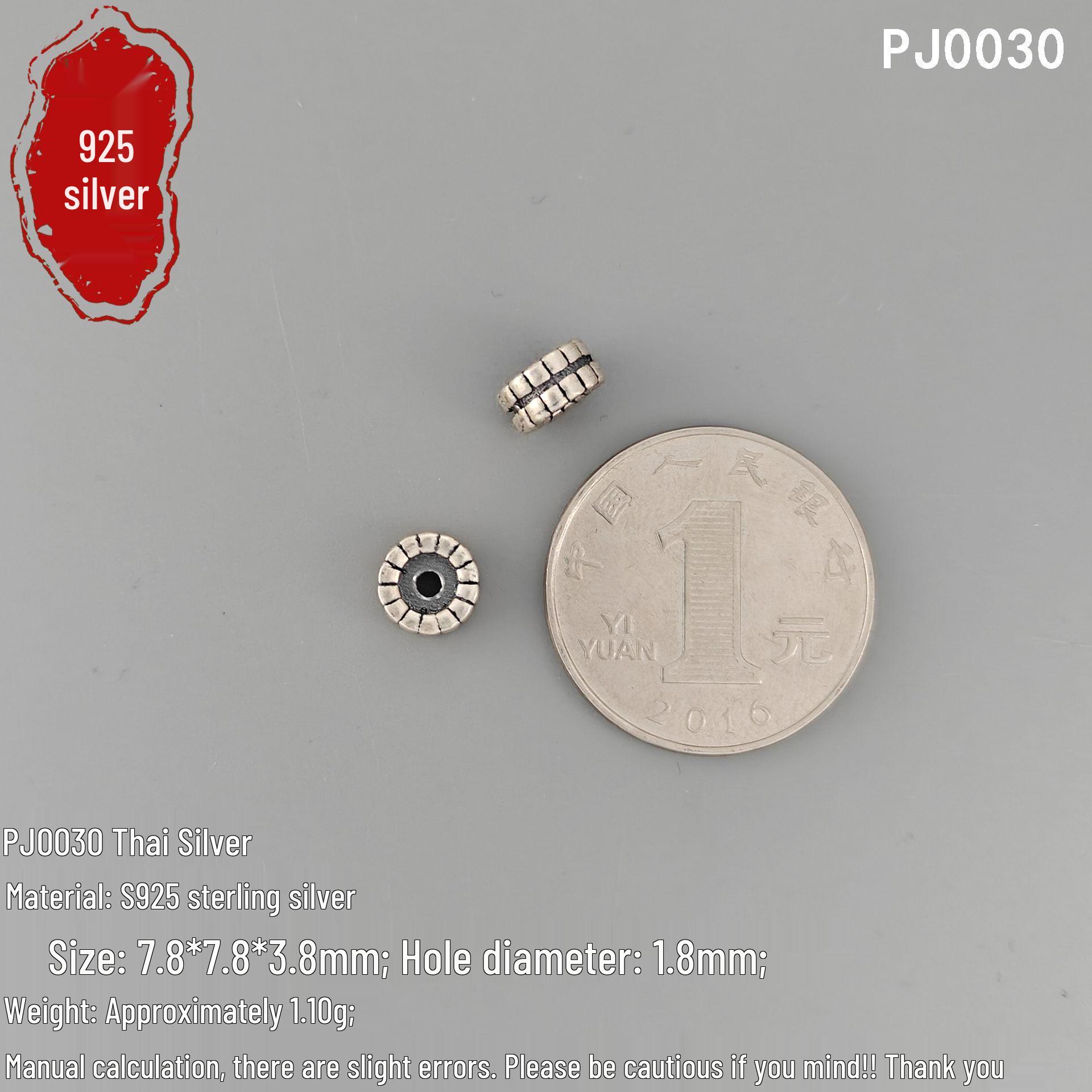 Handmade S925 Sterling Silver Retro Thai Spacer Wheel Beads for DIY Bracelet & Necklace Stringing