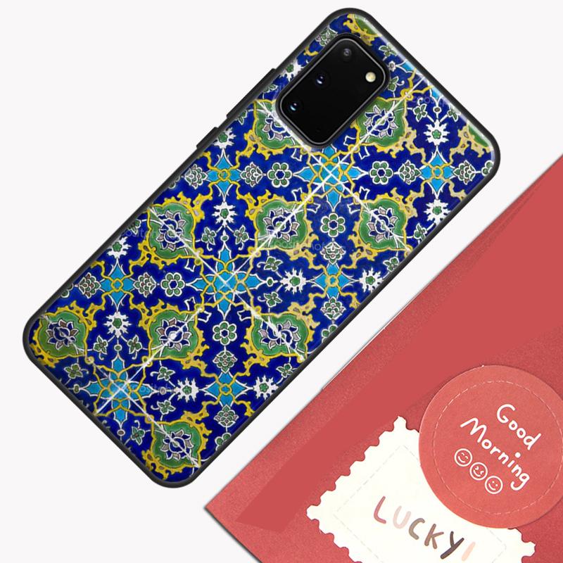 Square Turkish Flower Tiles Phone Case For Samsung Galaxy S24 S26 Ultra S20 S21 S22 S23 S25 Plus S10 S25 FE Cover Shell