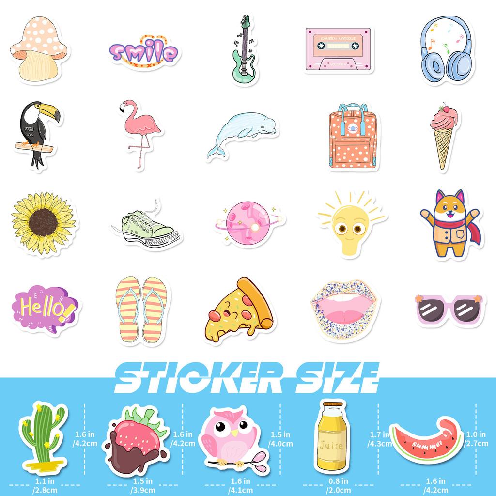 100 Kleine Größe 4cm Klein Frisch Tier Mix and Match Kinder Niedliche Cartoon Doodle Aufkleber