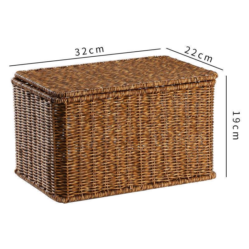 Nordic Style Rattan-Look Woven Storage Box with Lid for Bedroom and Household Organization.