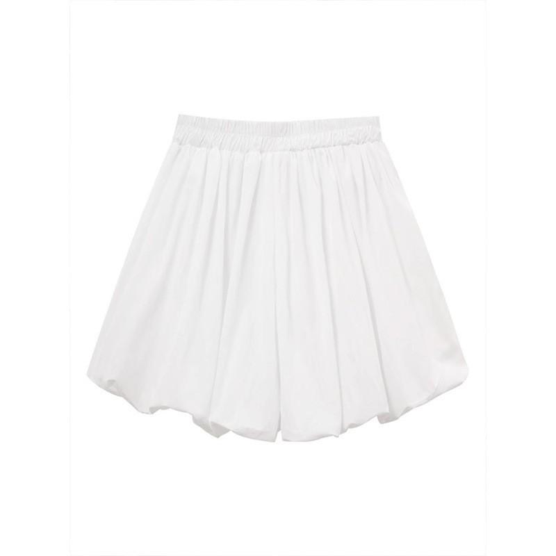 White Black High Waist A-Line Mini Skirt Womens Chic Floral Bloomer Snow Fabric Slim Fit 2025