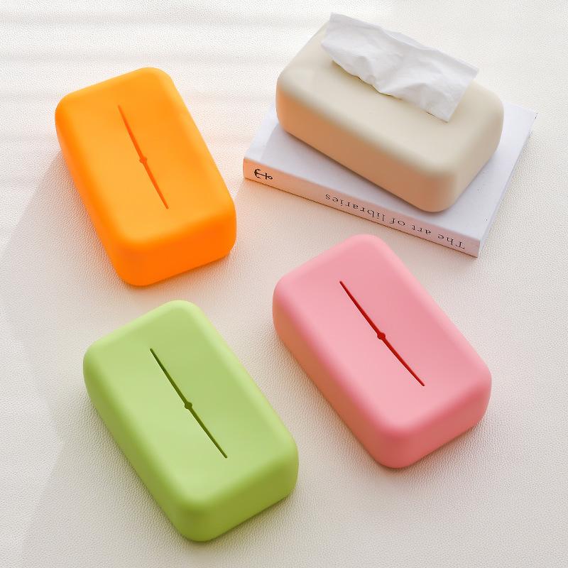 1PCS Silicone Tissue Box Living Room Bedroom Pumping Box Simple Household Creative High-value Dining Table Tissue Storage Box