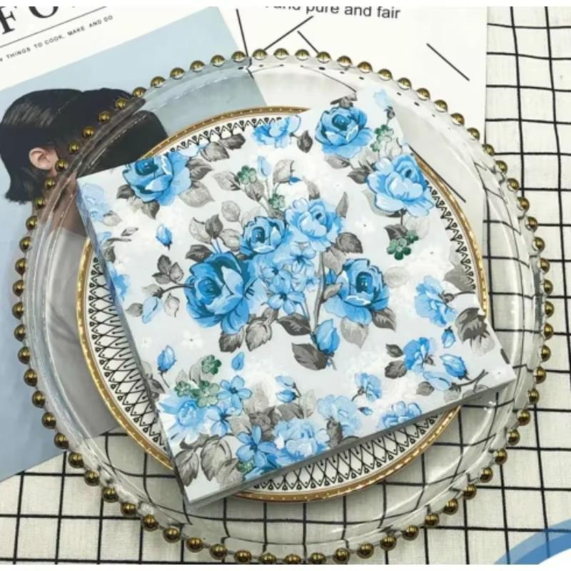 20pcs/pac Floral Printed Paper Napkins for Wedding Colorful Facial Tissues for Party Table Setting Disposable Dinner Napkins