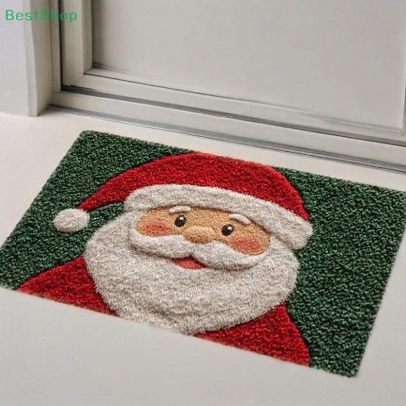Santa Claus Pattern Welcome Carpet Festive Home Decor Mat Waterproof Non Slip Floor Protector For Xmas Entrance